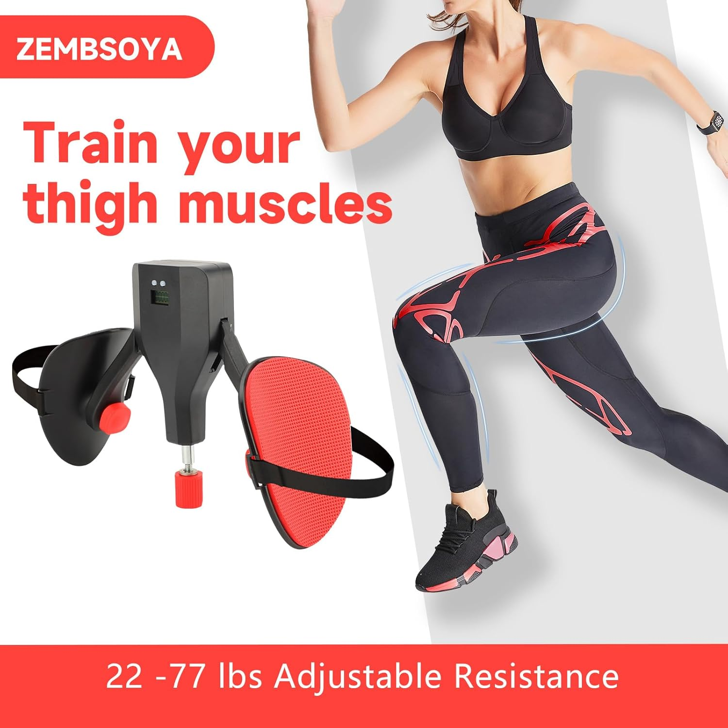 Thigh Trainer,77 Lbs Adjustable Inner Thigh Exerciser,Pelvic Hip Kegel Floor Trainer Strength Exercise Buttock Glute Legs Workout Equipment with Counting Display