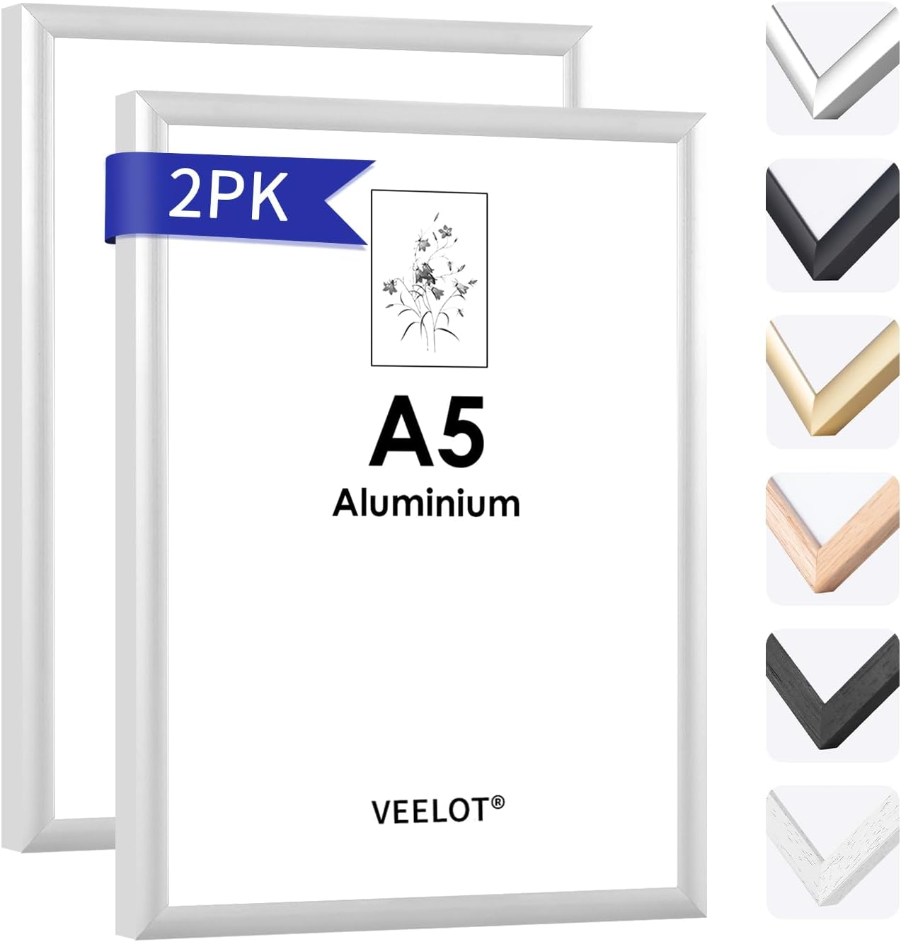 Picture Frame, Aluminium Photo Frame, Classic Minimalist Certificate Frame with Plexiglass, for Wall Mounting and Home Decoration