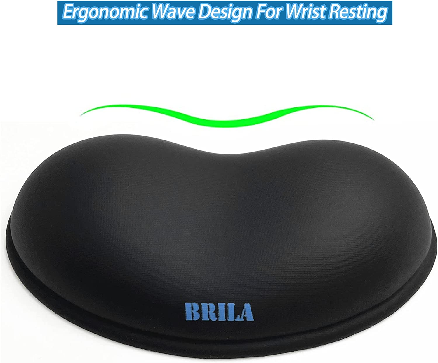 BRILA Ergonomic Silicone Mouse Wrist Rest, Cooling Silica Gel PU Leather Mouse Wrist Support Pad for Office Work and Laptop Computer Gaming