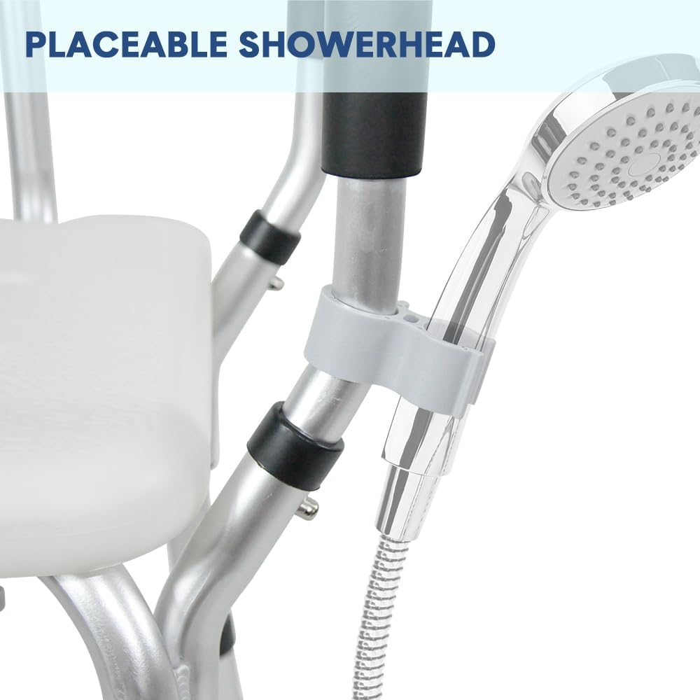 Shower Seat Bath Chair Adjustable Height Non-Slip Shower Bathtub Seat with Padded Arms Removable Back for Elderly Medical Disabled Safety Bathroom image number 1
