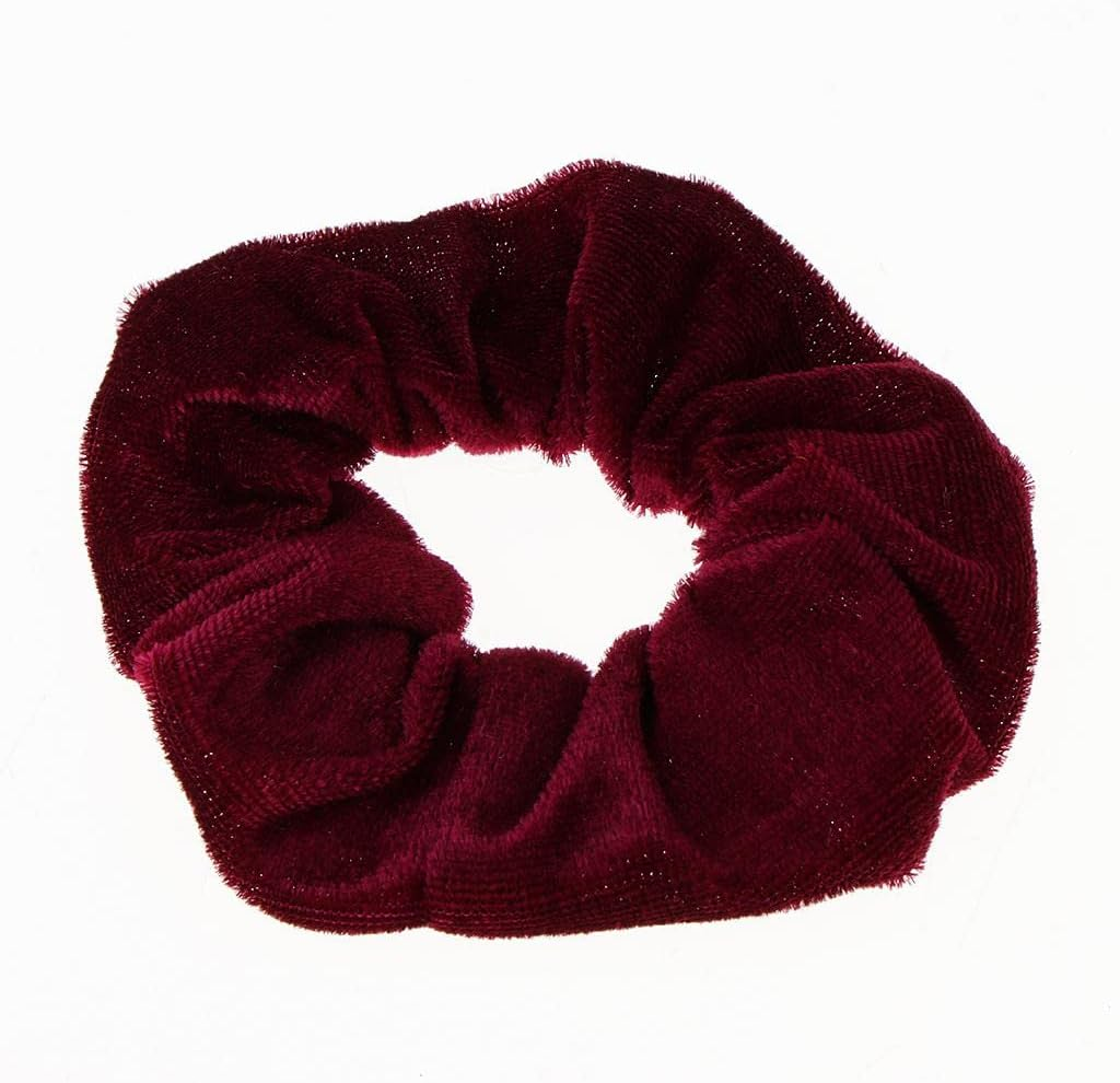Ｓｉｍｈｏａ Set of 5 Velvet Hair Scrunchies for Ponytail Styles, Burgundy, as Described image number 1