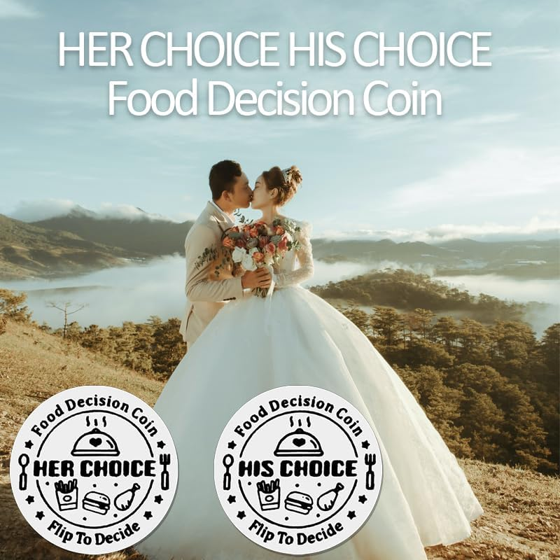 Valentines Day Gifts for Boyfriend Girlfriend Creative Date Night Game Couples Anniversary Engagement Wedding Gifts for Him and Her Choice His Choice Food Decision Coin for Husband Wife image number 2