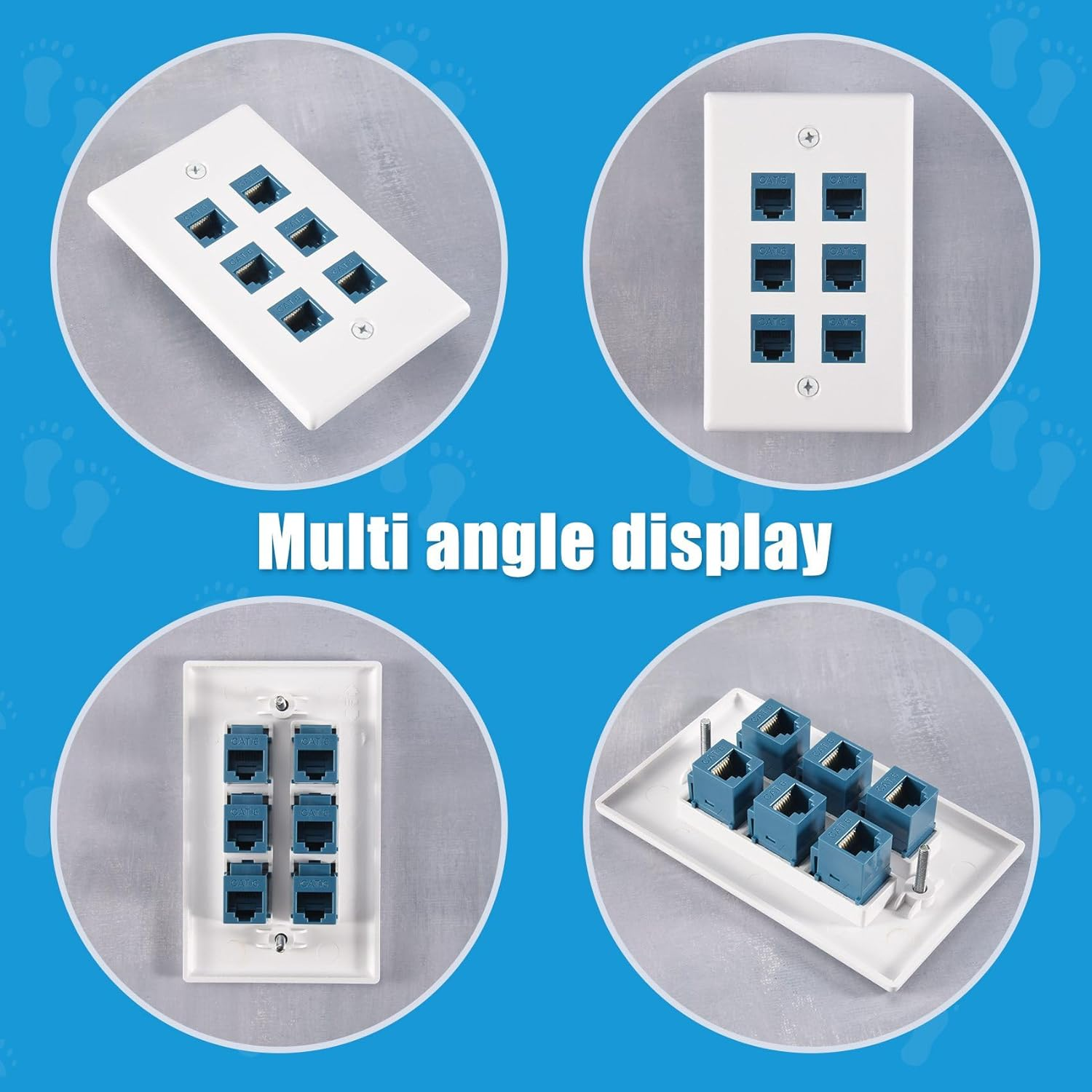 Cat 6 Ethernet Wall Plate 6 Port,Ethernet Wall Plate Female-Female Removable Compatible with Cat7/6/6E/5/5E image number 6
