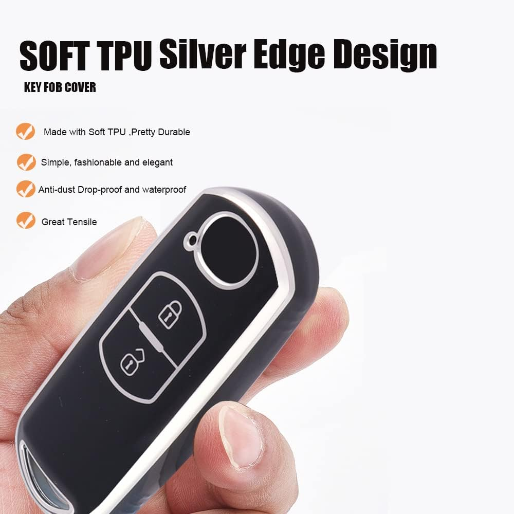 Ontto TPU Car Key Fob Cover Fit for Mazda 2 3 5 6 CX-5 CX-7 CX-9 CX-3 CX-4 CX-4 MX5 2015-2017 Remote Key Case Shell Key Holder Bag Keychain Keyring Protector 2 Buttons Accessories Light-Purple B image number 1