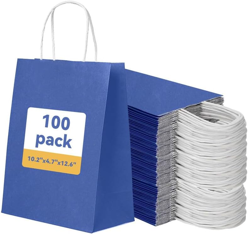 100 Pack Small Rose Red Paper Gift Bags with Handles 15X8X21Cm / 5.9"X3.1"X8.3" Bulk Small Gift Bags, Rose Red Paper Gift Bags, Party Favor Bags Goody Bags, Candy Bags, Treat Bags, Rose Red Kraft Bags