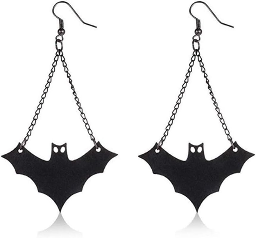 Gothic Bat Earrings Halloween Accessories for Women Girls - Drop Earrings for Halloween Party Cosplay Costumes image number 1