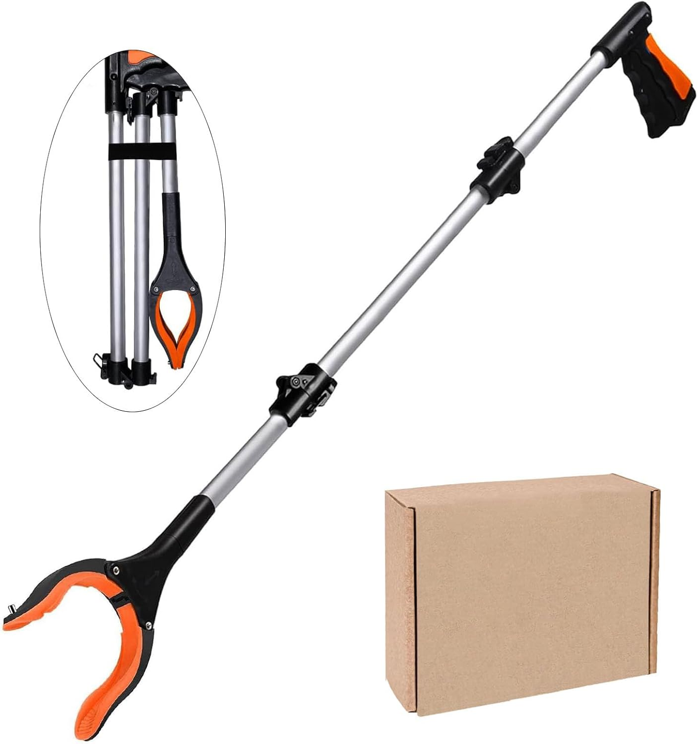 Reacher Grabber Tool, 32"Grabbers for Elderly Lightweight Extra Long Handy Trash Claw Grabber，Mobility Aid Reaching Assist Tool， Garden Nabber, Arm Extension (Orange) image number 2