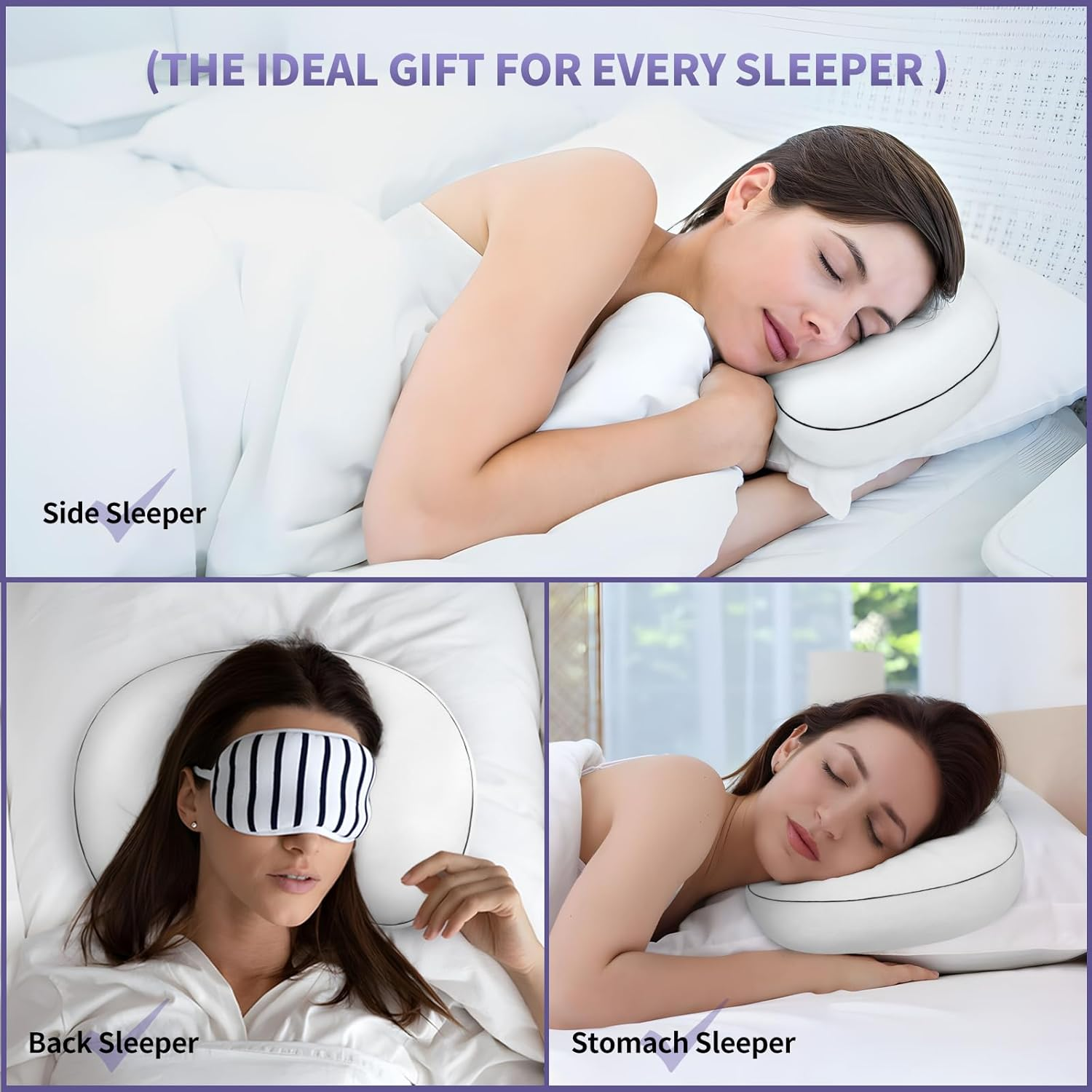 Nockovi Piercing Pillow for Side Sleepers with Ear Hole, 12X18Inch White Velvet Mini Orthopedic Support Pillow for Ear Pain Relief image number 5