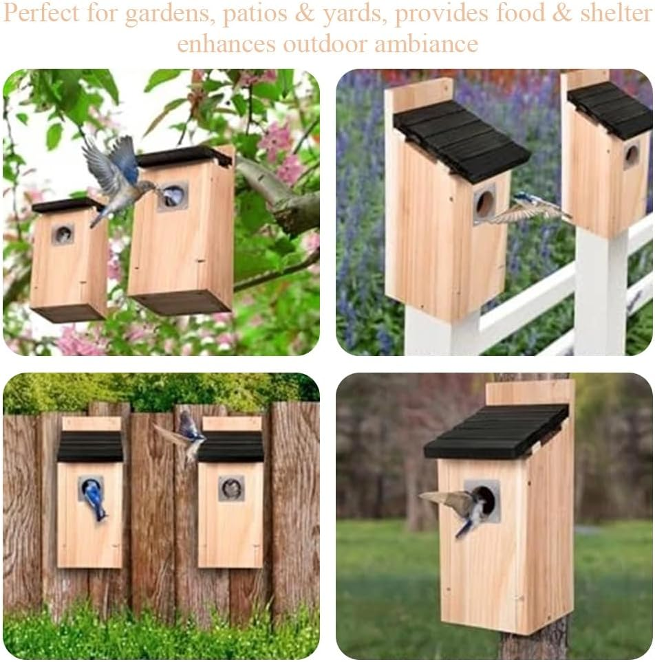 2 Pack Bird Houses, Hung Outdoors, Wooden Waterproof Birdhouse Hut Decoration, Suitable for Terrace, Tree, Garden, Courtyard, Balcony, Indoor(12.5X12.5X30Cm) image number 2