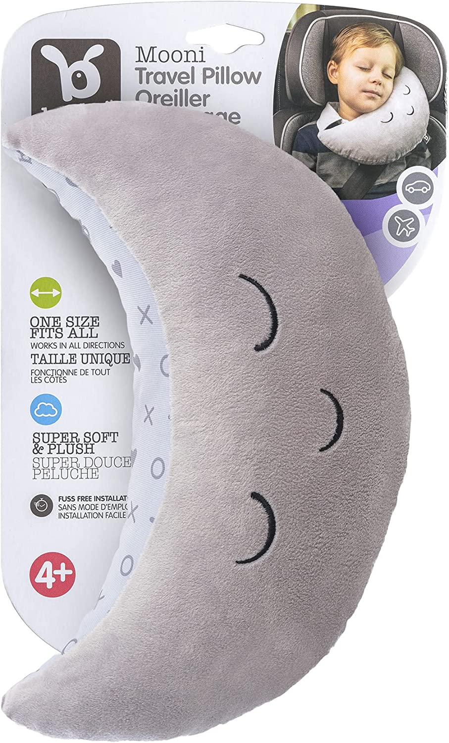 BENBAT Mooni Seat Belt Head Support Travel Pillow for 4 Years and Above, Grey (BE-MH170) image number 1