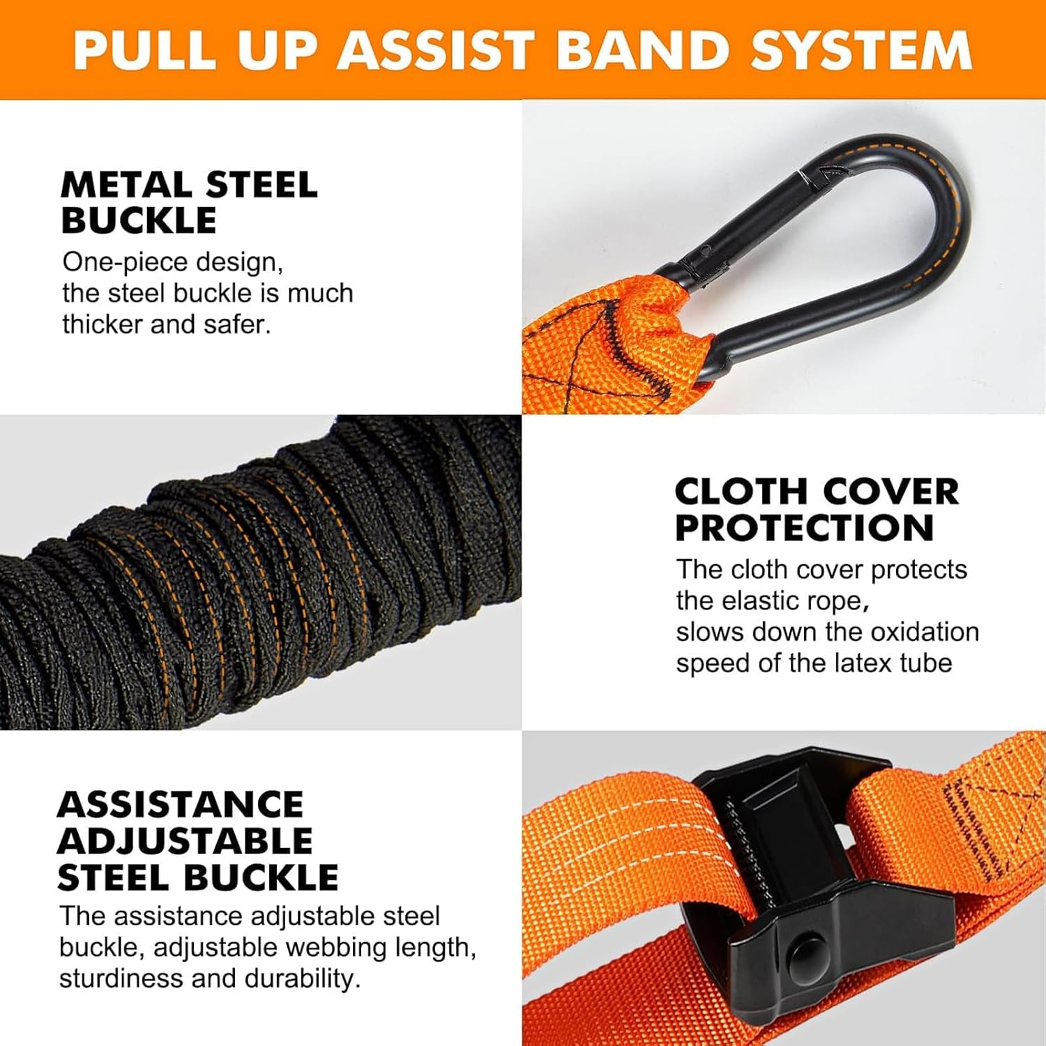 Pull up Assistance Bands, Adjustable Heavy Duty Resistance Band for Pull up Bar with Foot Strap, Assistance Upper Body Workout Equipment for Home Gym, Strength Training & Stretching image number 5