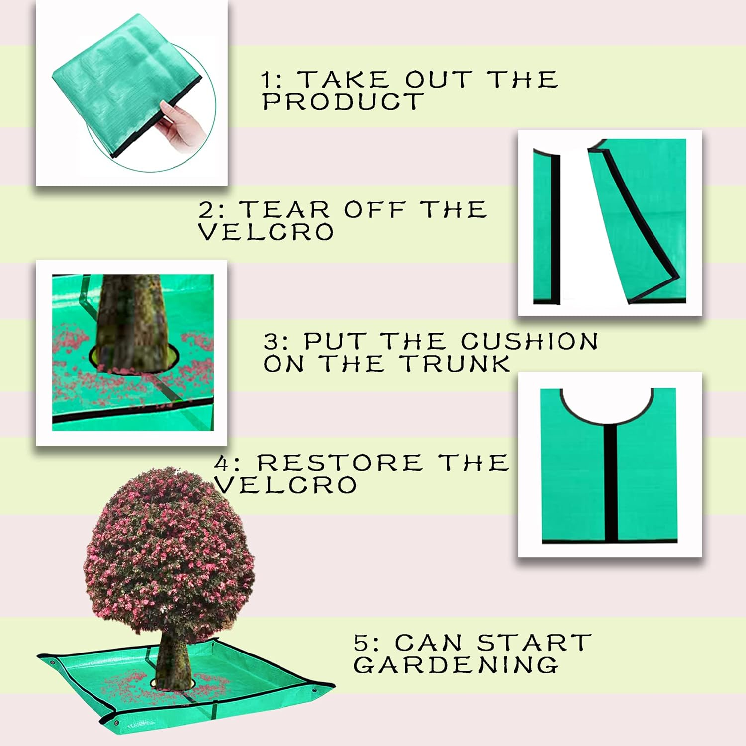 Landscape Pruning Tarp, 78.7&ldquo;X78.7&rdquo; Landscape Tarp for Trimming with 12 Inch Hole, Pruning Trees Waterproof Tarp, with Corner Buckles, Can Stand up Fasten around Trees and Shrubs image number 6