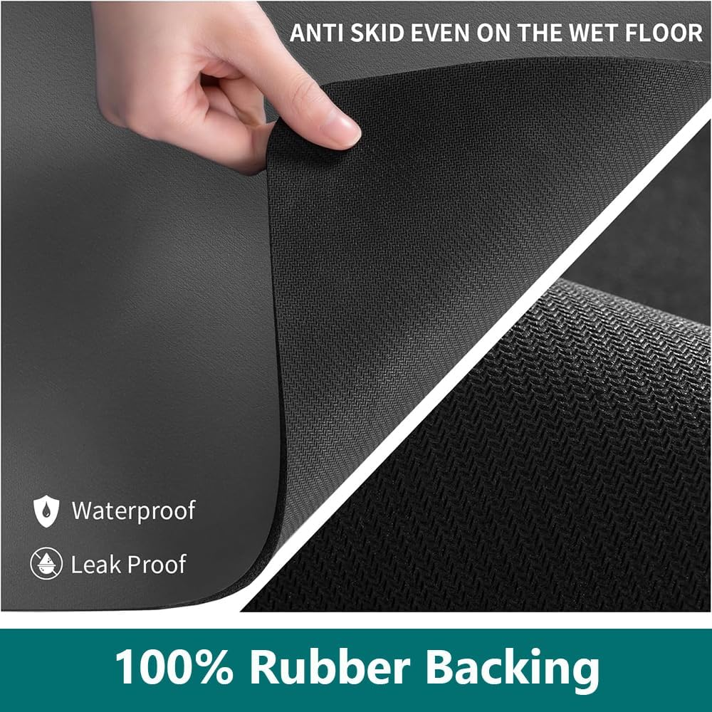 Coffee Mat-Dish Drying Mat Absorbent (Dark Grey, 43X80Cm) image number 6