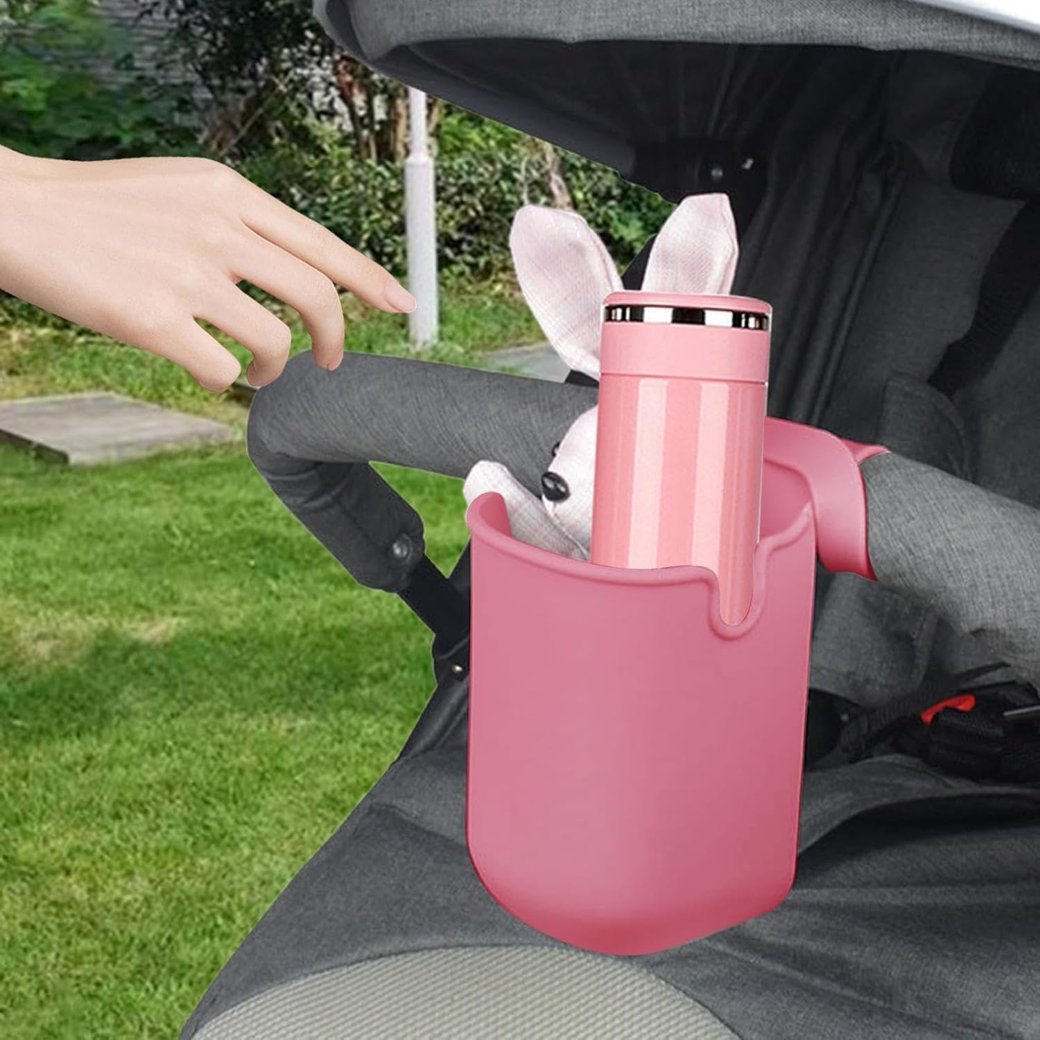 THJOPOKEEL Universal Stroller Cup Holder Bottle Holder Silicone Phone Holder Organizer for Stroller Bike Treadmill Walker Boats Silicone