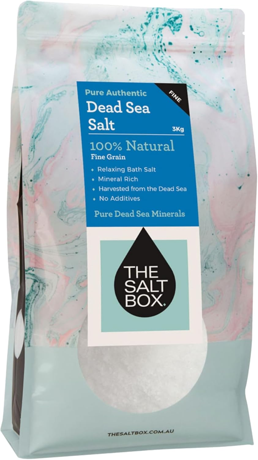 The Salt Box - Relaxing Bath Soak Fine Dead Sea Salt- Magnesium Scrub for Skin Hydration, Detoxification, and Stress Relief - 3Kg Single Bag - Natural White Crystals with Light Mineral Scent image number 1