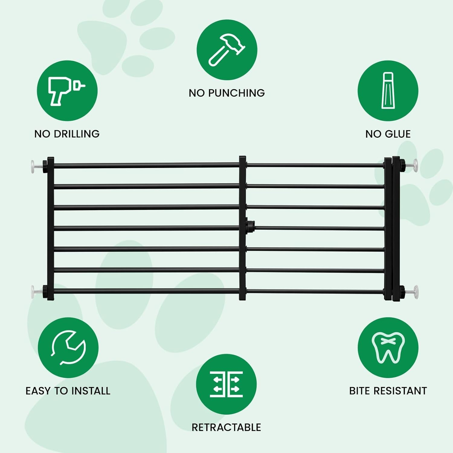 Pet Scene Dog Safety Gate Cat Fence Enclosure Safe Guard Doorway Stairs Security Barrier Retractable Puppy Low Containment Fencing, Adjustable from 60 to 108Cm image number 1