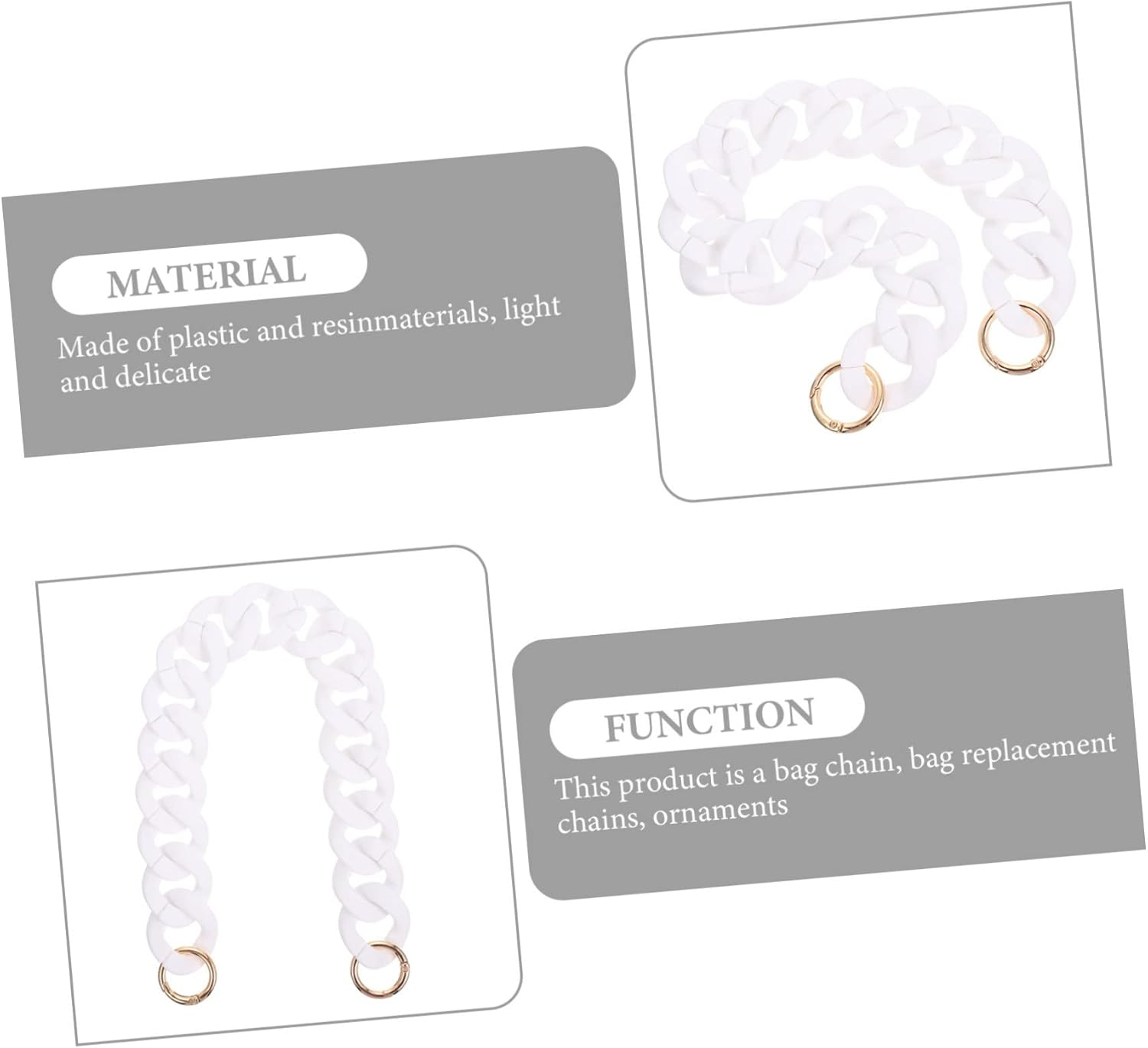 TEHAUX 4Pcs Handbag DIY Chain Purse Single Shoulder Bag Replacement Resin Chain for Vintage Handbag image number 4