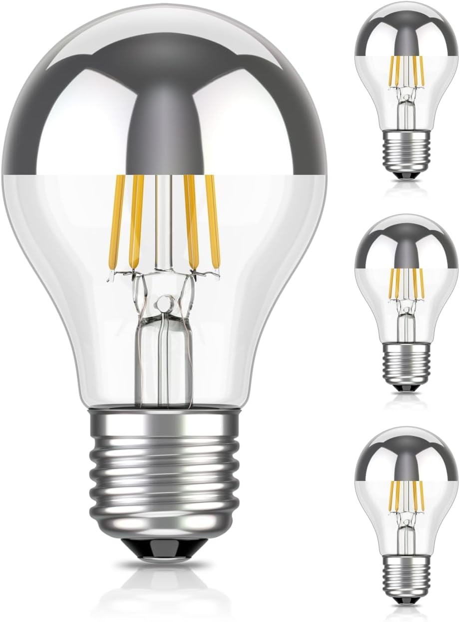 Ledscom.De E27 LED Light Bulb A60 Warm White (2700K) 4.1W 461LM Head Mirror (Silver) 4 Pack image number 3