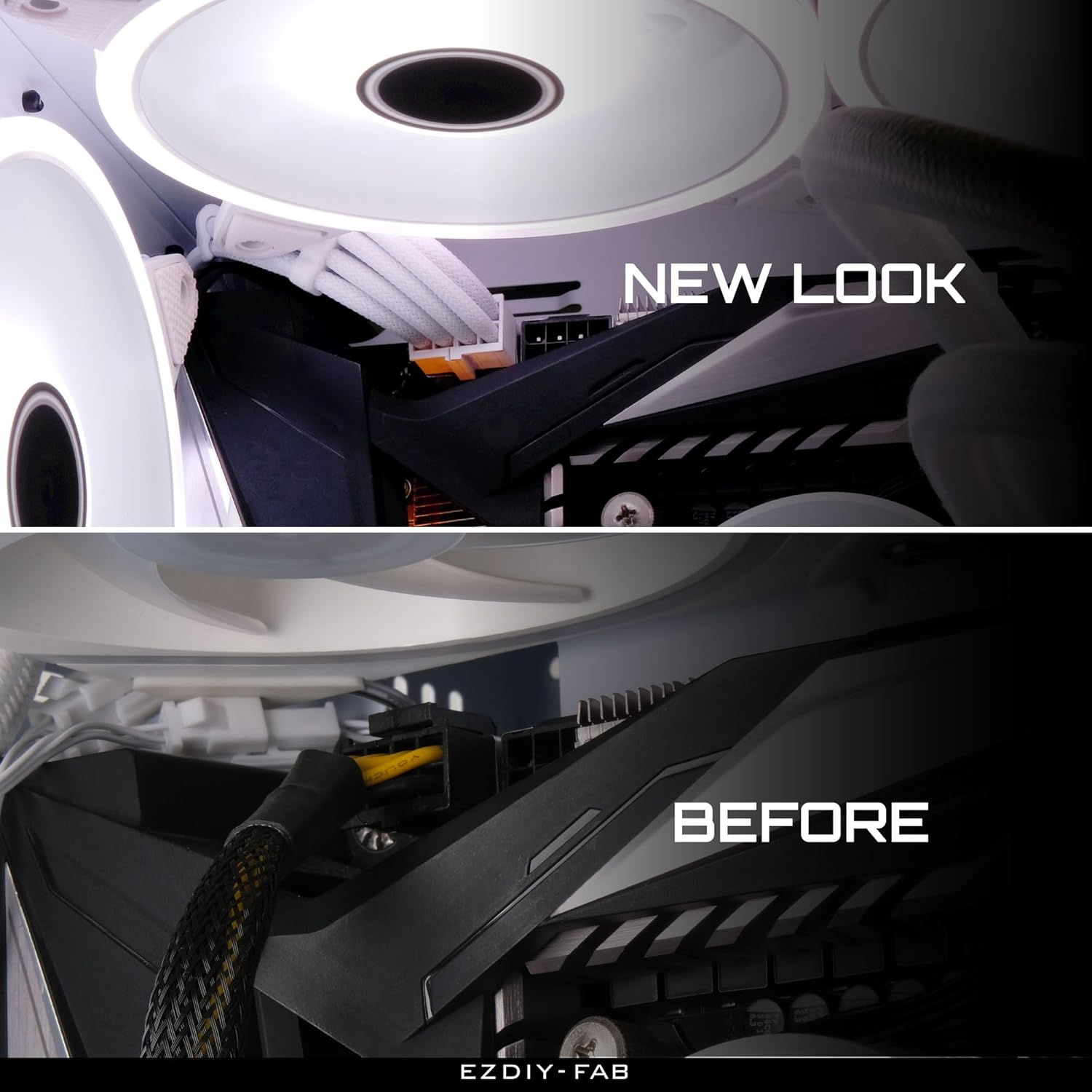 EZDIY-FAB EPS 8-Pin Female to CPU 8-Pin (4+4) ATX 4 Pin Male Power Supply Adapter Extension Cable for Motherboard 11.8 Inch (30 Cm)-All White image number 4