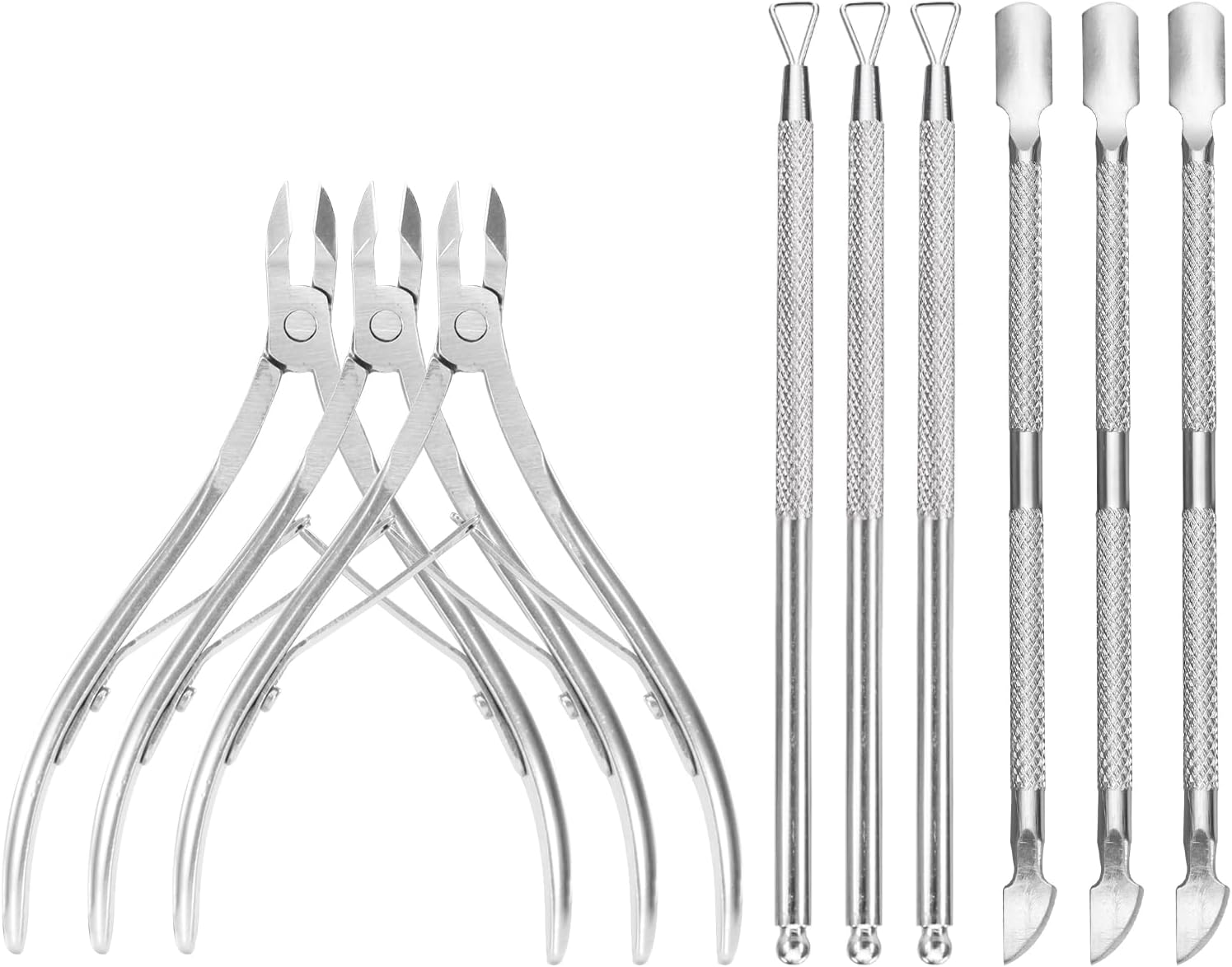 LELE LIFE 9PCS Cuticle Trimmer Cuticle Remover Cuticle Pusher, Stainless Steel Professional Pedicure Manicure Tools Cuticle Nippers Cutter Clippers Kit for Finger and Toe Nail image number 3