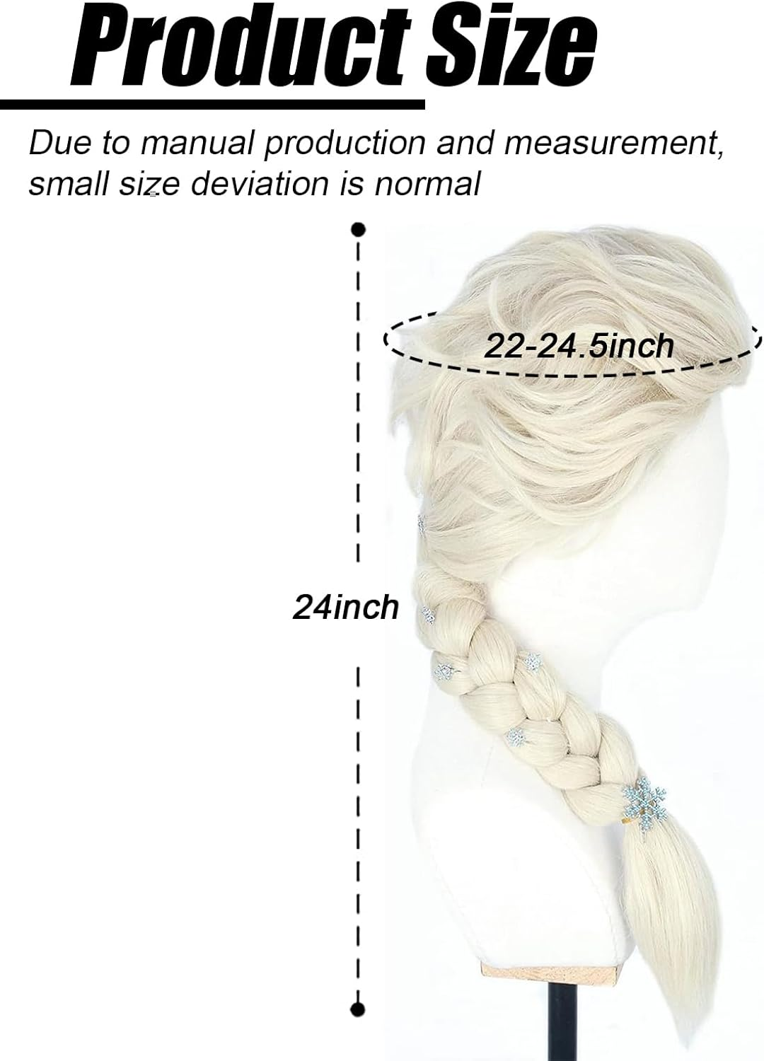 Elsa Wig Womens or Girls Long Braid Blonde Wig Adult Cosplay Halloween Costume Fancy Dress Wig image number 3