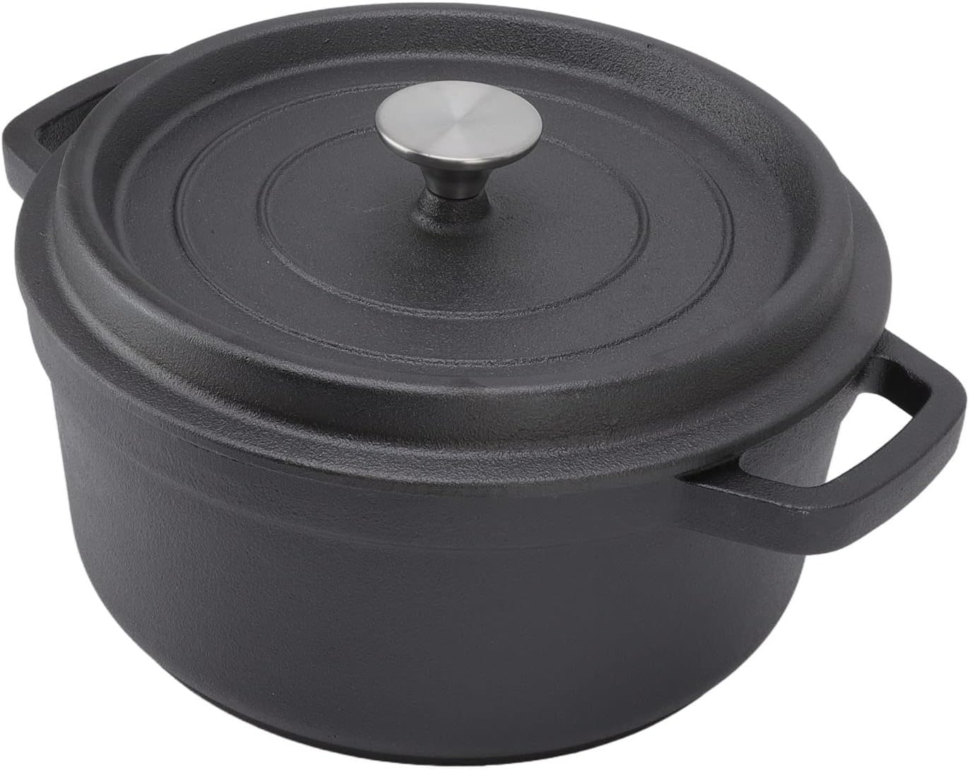Cast Iron Pot Dual Loop Handle 24Cm Uncoated Dutch Oven Smart Cookware for Frying and Baking, Easy To