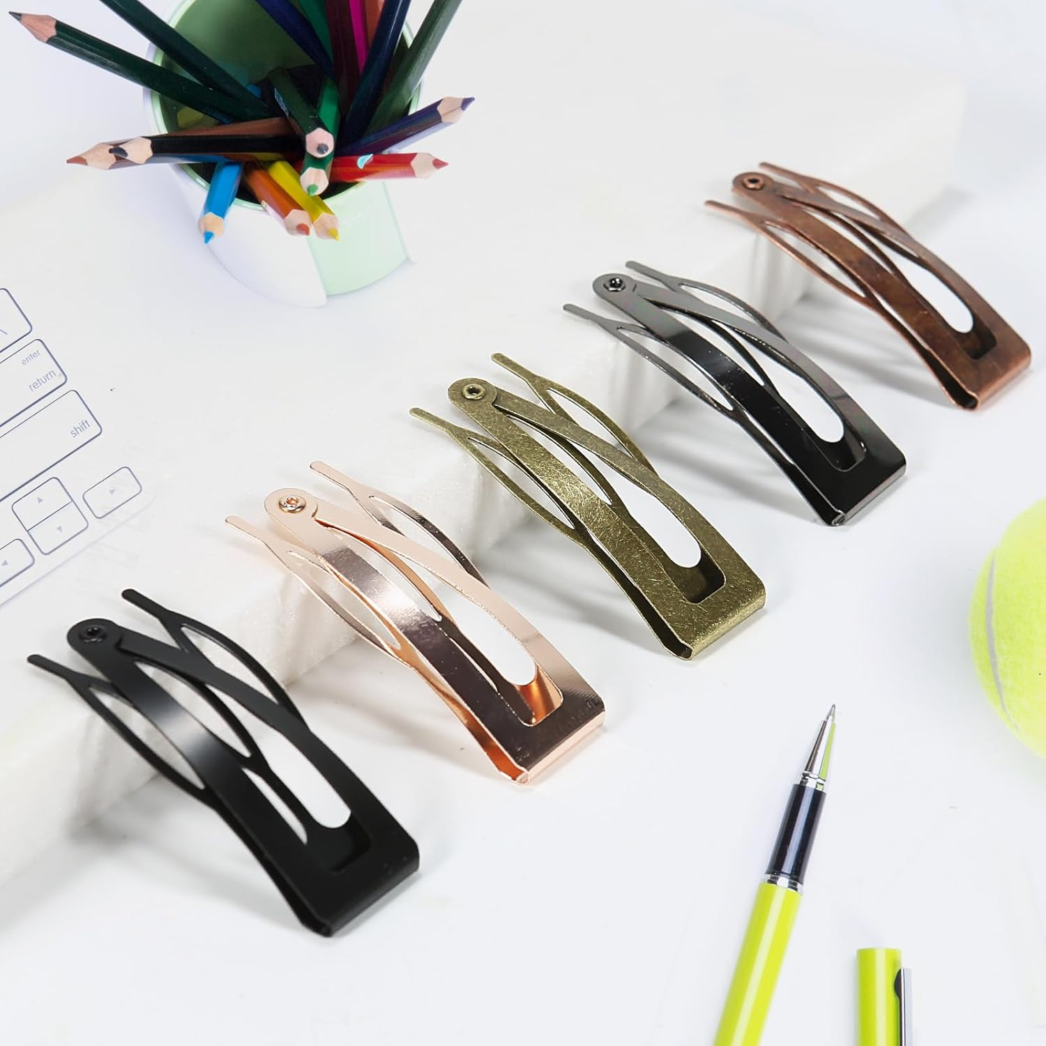 40 Pack Snap Hair Clips Hair Barrettes for Women Retro Metal Hair Barrettes 5 Colors Double Grip Hair Clips for Women Girls image number 4