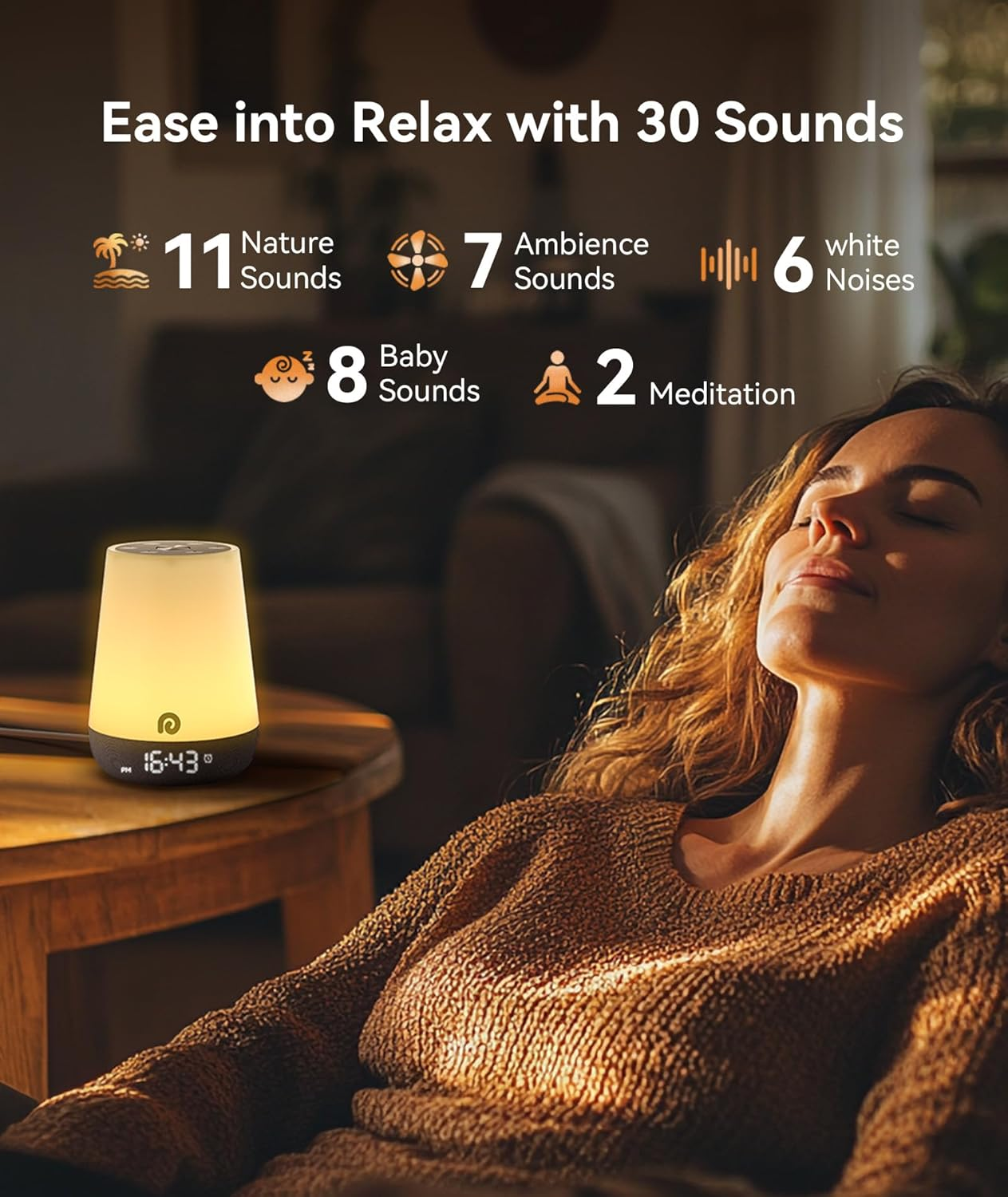 Dreamegg Baby Sound Machine - White Noise Machine & Sleep Trainer Clock for Kids, Sound Machine for Baby with Night Light, 34 Soothing Sounds, Smart Control, Routine Builder for Toddler Bedroom Gift image number 6