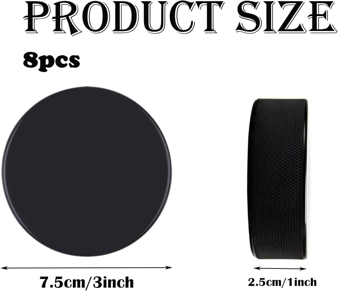 8Pcs Soft Foam Ice Hockey Pucks for Practice & Training - Lightweight, Reusable, Indoor/Outdoor Hockey Pucks, 3" Diameter, 1" Thickness (Black) image number 2