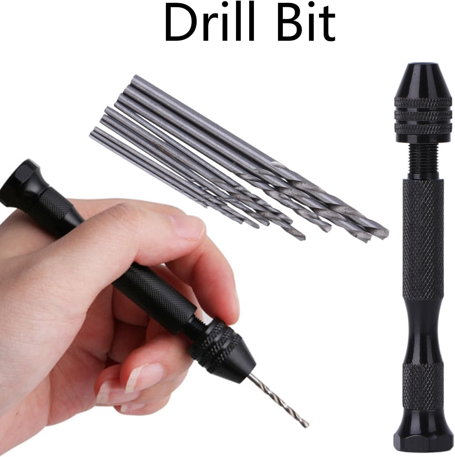 Hot Aluminum Hand Drill Keyless Chuck + 10Pcs Twist Drill Rotary Tool Spanner image number 2