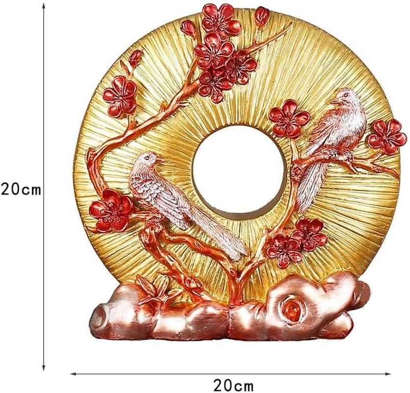 Art Deco, Bird Ornament - Golden & Red Resin Sculpture for Home Decoration, Bird Sculpture Decoration Golden Home Ornaments, Birds Resin, Home Ornaments, Ornament Porch Statuary image number 2