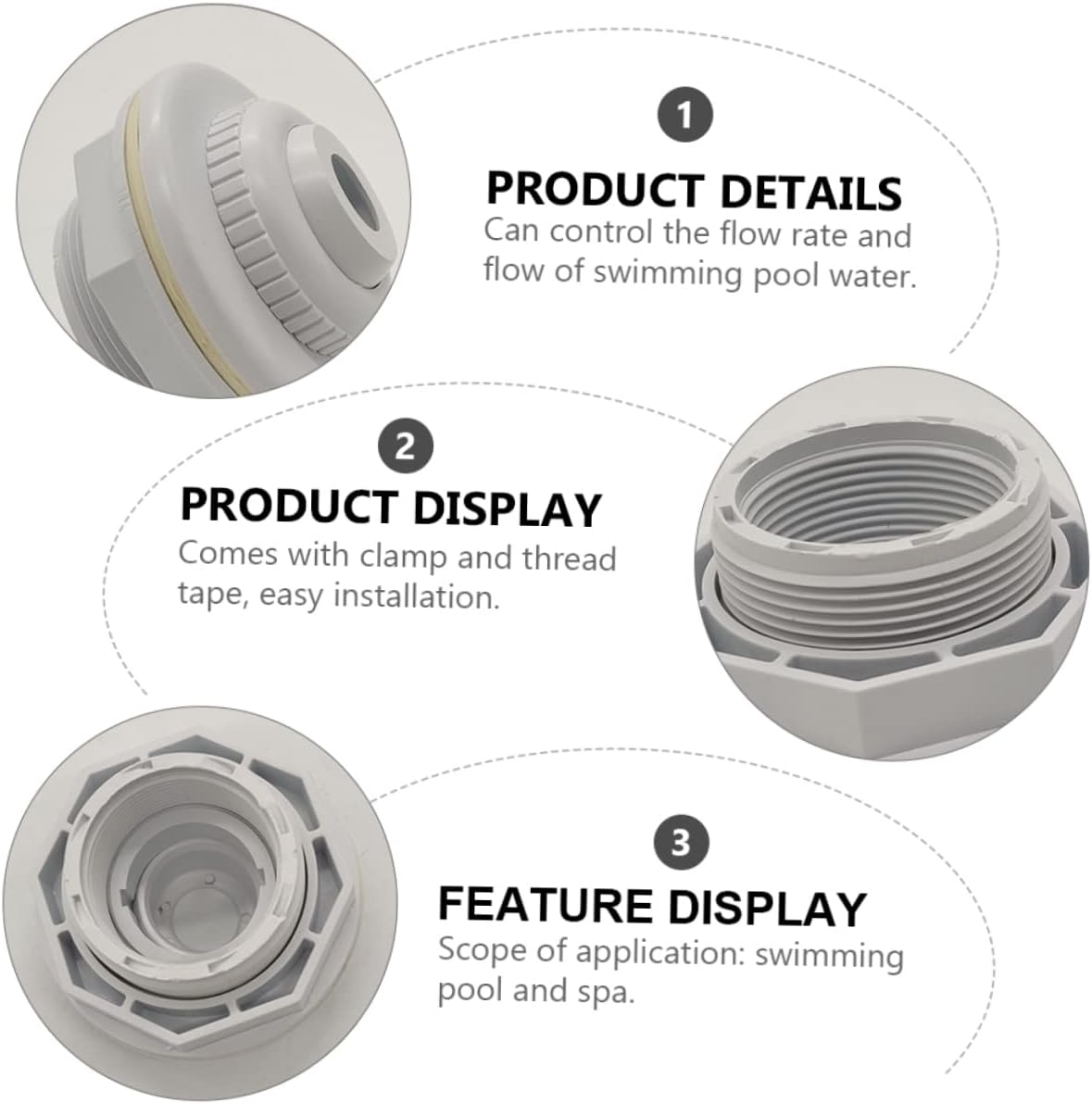HANABASS 2Pcs Replacement Pool Inlet Nozzle for Stream Flow Directional Return Jet Fitting for Pool Spa and Swimming Accessories