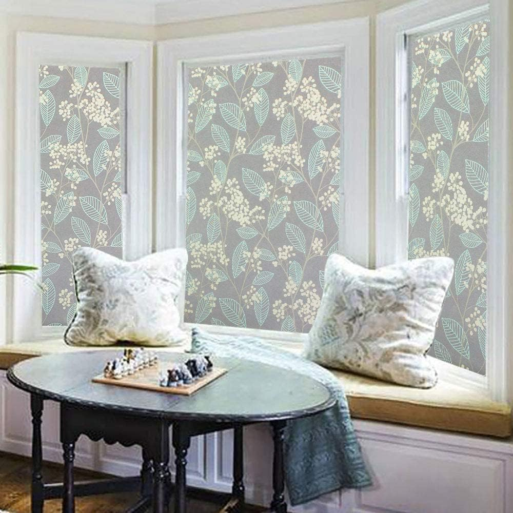 3D Leaf Pattern Privacy Window Film - Decorative Static Cling Glass Film with Anti-Uv Protection for Home, Kitchen, Bedroom - Non-Adhesive, Easy to Install - Size: 60 X 150 Cm image number 6