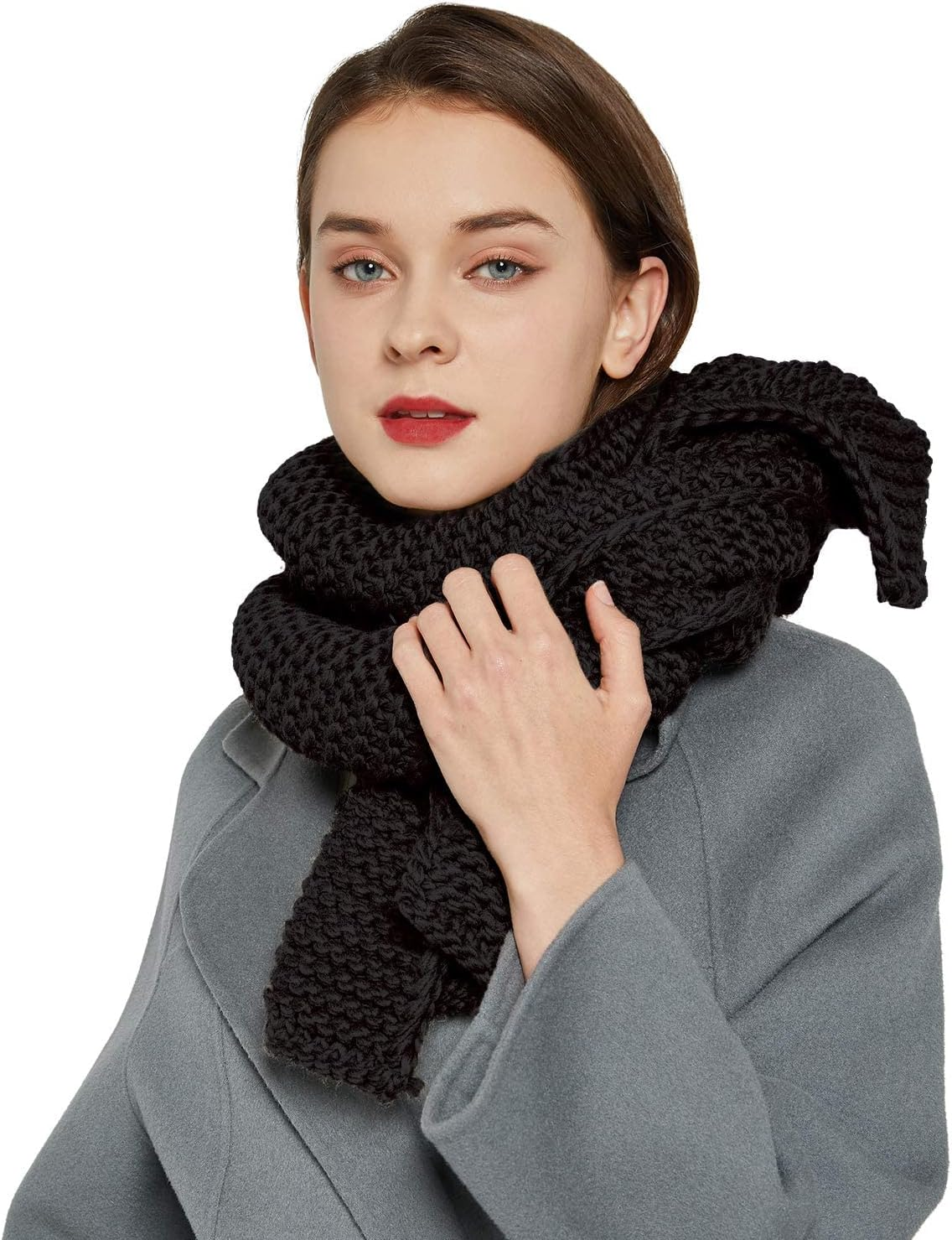 Surblue Winter Chunky Knit Scarf Warm Thick Wrap Pattern Long for Men and Women for Outdoors