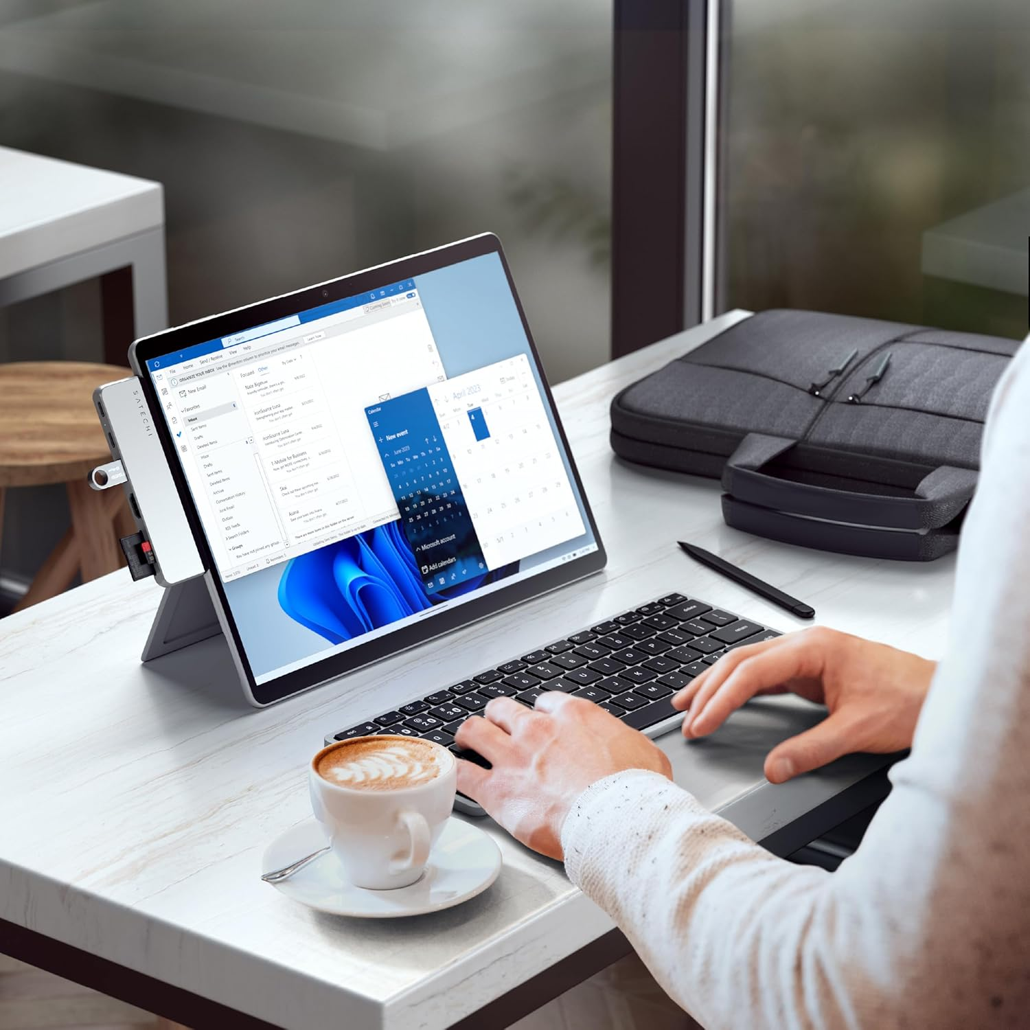 Satechi Dual USB C Hub 6-In-1 for Surface Pro 11/10/9, USB4 Pass-Through 100W with 40 Gbps Data Transfer, 6K@60Hz, HDMI Port 4K@60Hz, USB-C & USB-A 3.2 10 Gbps, Sd/Microsd UHS-I Card Readers image number 2