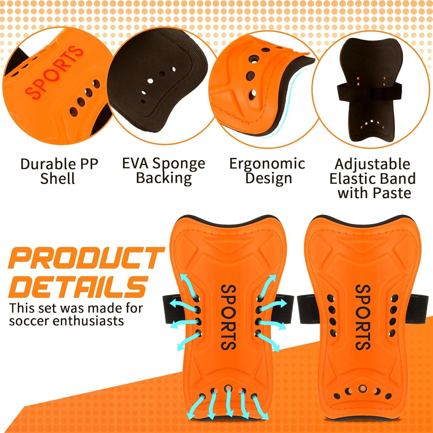 Soccer Shin Guards and Socks for Toddler Youth, Lightweight Soccer Shin Pads Protective Defender Gear for 10-15 Years Old Children Teen Sports image number 2