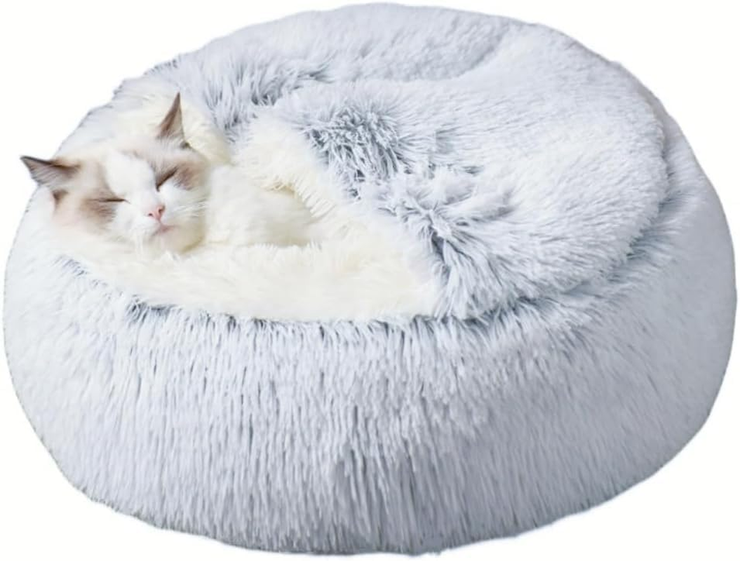 Cat Cave Bed Plush Calming for Indoor Cats Puppy, Cat Bed with Cover Cave and Thick Faux Fur, Reinforced Base for Small Pets, Machine Washable Pet Cozy Bed Cave with Non-Slip Bottom (25.6X 25.6Inch) image number 6