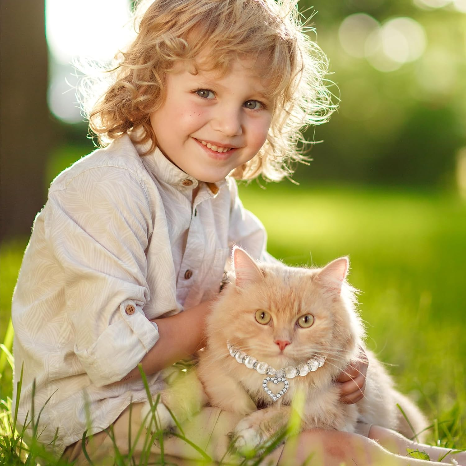 Amaxiu Pearl Collar for Cats and Small Dogs, Adjustable Bling Rhinestone Collars for Small Dogs Cats Girls Cats Sband Jewellery for Female Cats Puppies Dogs Accessories