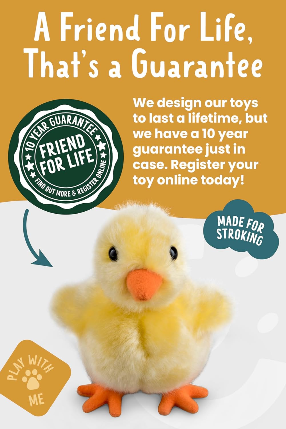 Living Nature Yellow Chick Plush, 12Cm Realistic Soft Toy Made with Naturli Recycled Materials, Eco-Friendly and Cuddly, Ideal for Kids and Easter Celebrations