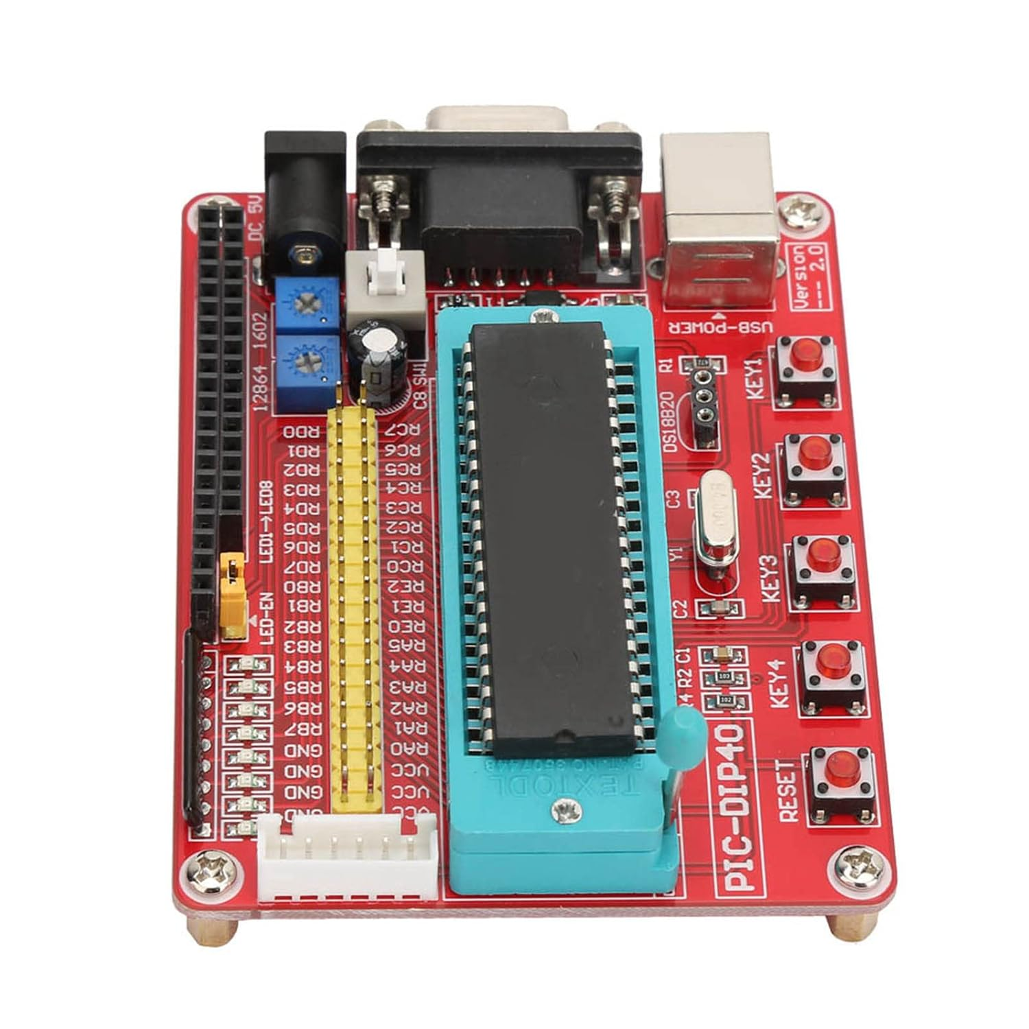 Pic16F877A Pic Programmer Kit, Microchip Learning Board, Pic16F877A Microcontroller Development Board with Rs232 Interface image number 6