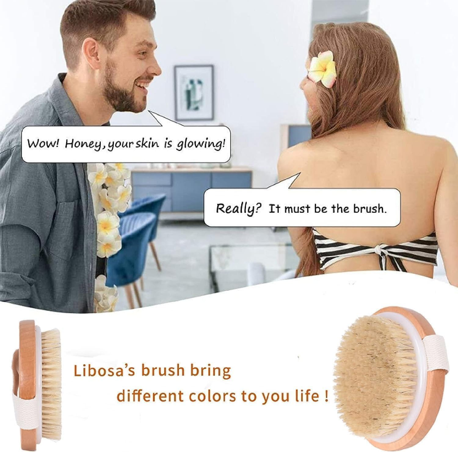 Dry Brushing Body Brush, 2 PCS Natural Boar Bristle round Exfoliating Brushes, Dry Brush for Cellulite and Lymphatic Drainage Massage image number 6