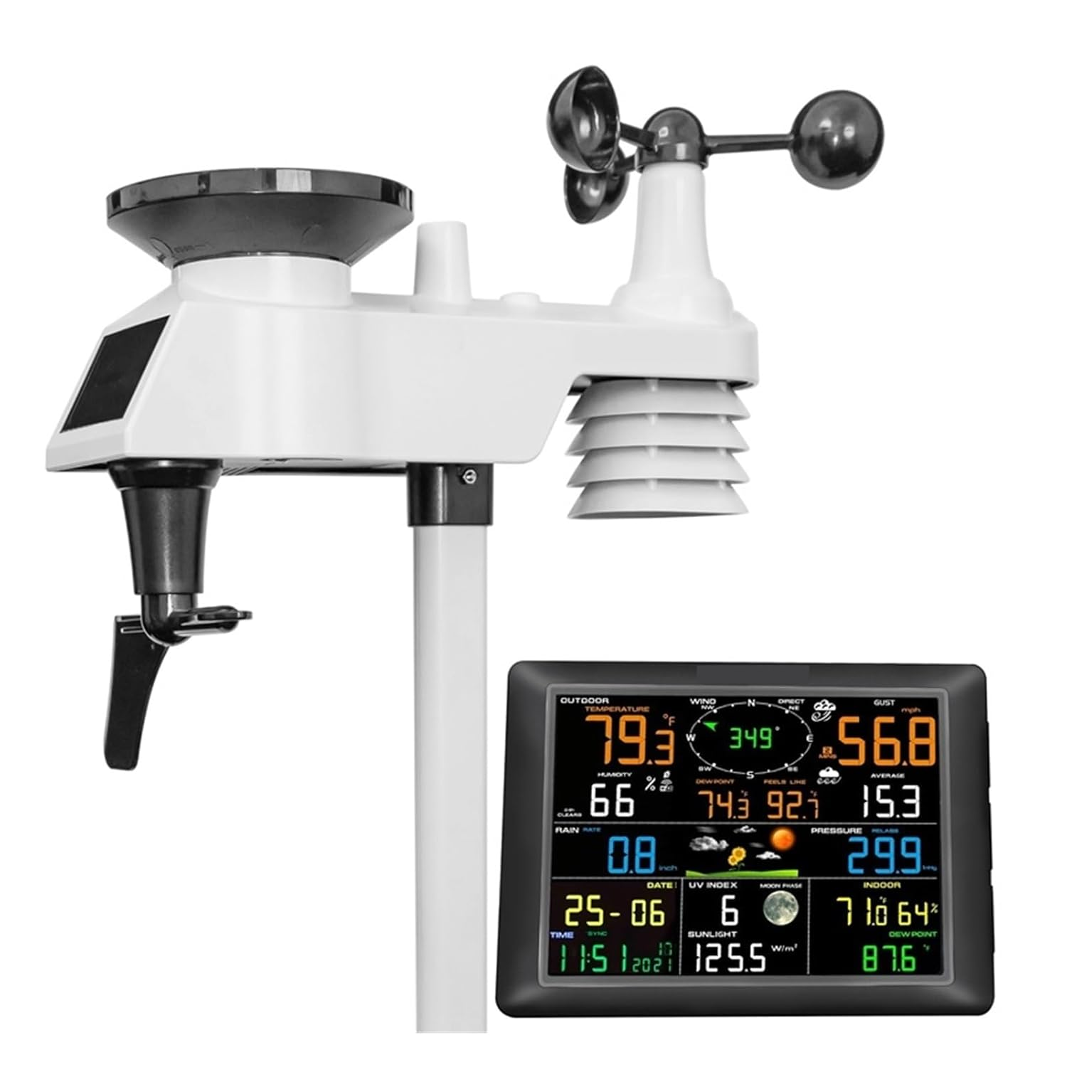 Wifi Weather Station Internet Wireless Thermometer Hygrometer 24Hour Rainfall Forecast UV Index Wind Gauge image number 3