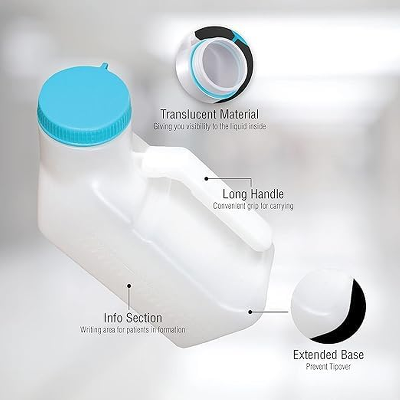 Portable Urinals for Men and Elderly 1000Ml Urine Jar Spill Proof, Plastic, Urinal Bottle for Men Glow in the Dark Screw Cap - for Urine Collection and Travel Pee Bottle (2) image number 5