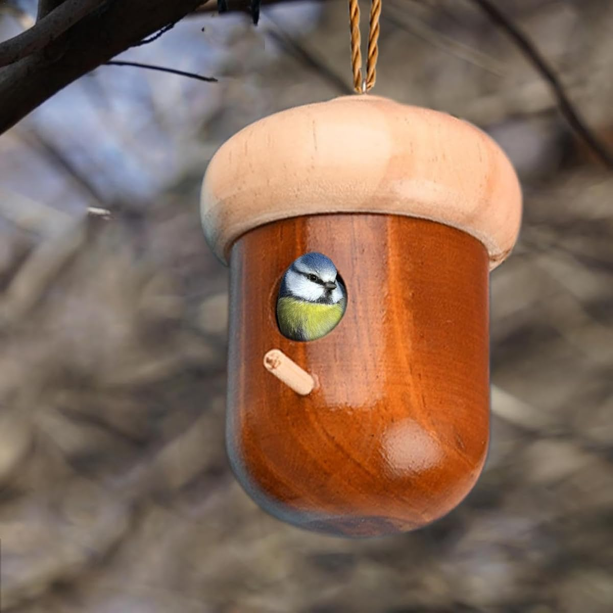 AIMALL Hummingbird Nesting House Set, Handcrafted Wooden Bird Cages with Feeder, Decorative Home and Garden Ornaments image number 2