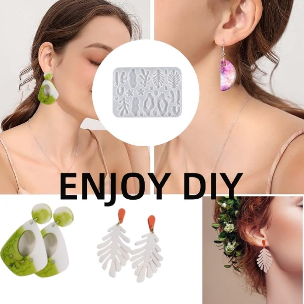 Resin Earring Molds Set, 6 Pieces, Silicone Jewelry Making Kit with Holes for Earrings, Necklace, Pendant image number 5