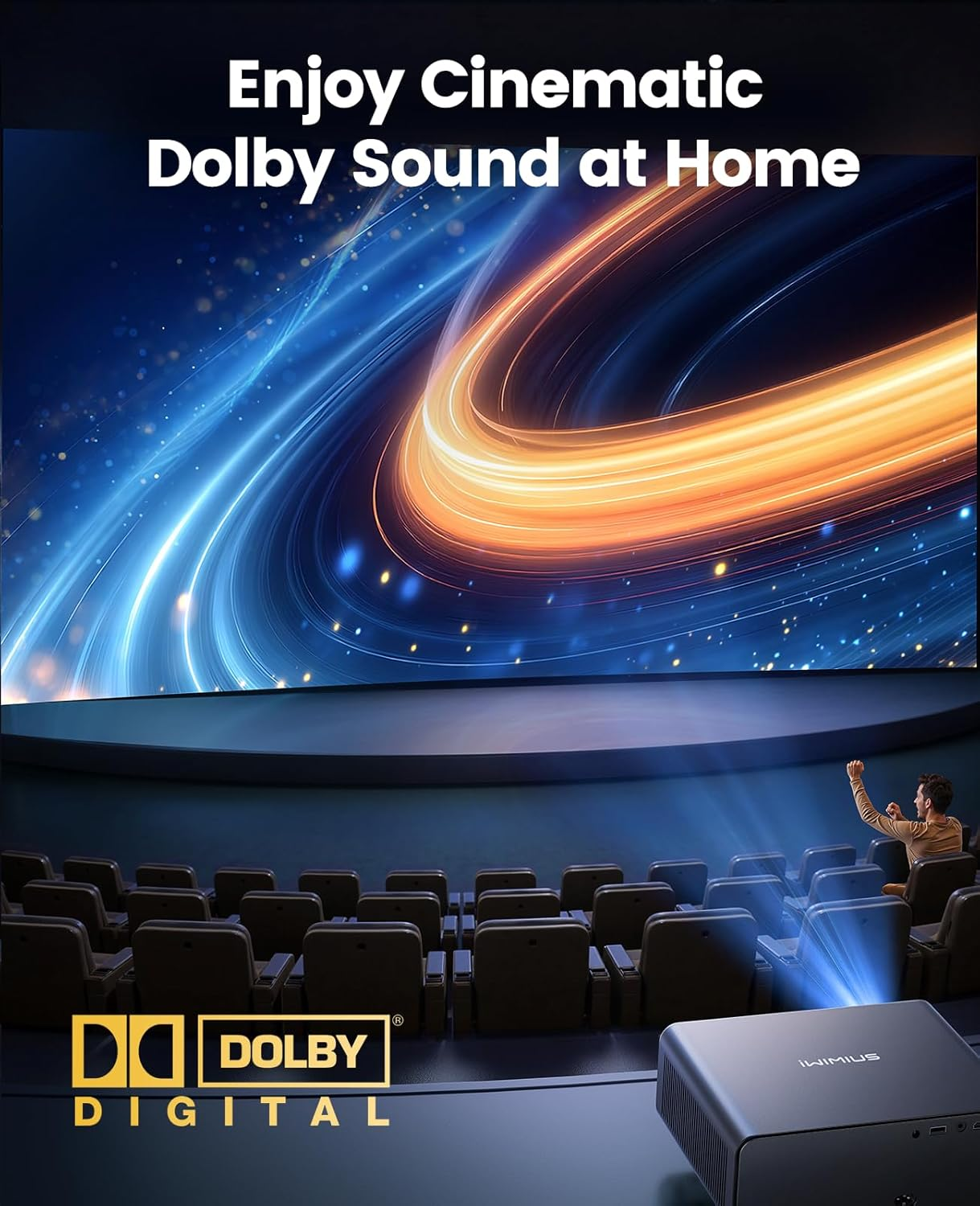 Projector 4K[Netflix-Licensed/Dolby Audio/Compact Design]1000Ansi Smart AI Auto Focus/Keystone/Image Alignment/Obstacle Avoidance Portable Projector,Wifi6 Bluetooth Outdoor Projectors for Bedroom/Home