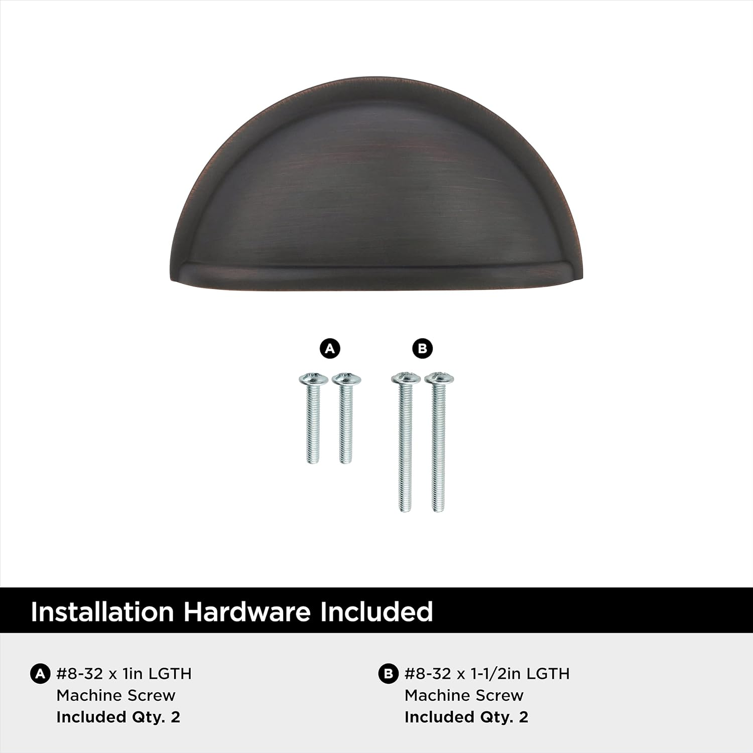 Amerock Cup Pulls Cup Pulls 3 in (76 Mm) Center-To-Center Oil-Rubbed Bronze Cabinet Cup Pull, Oil-Rubbed Bronze image number 2