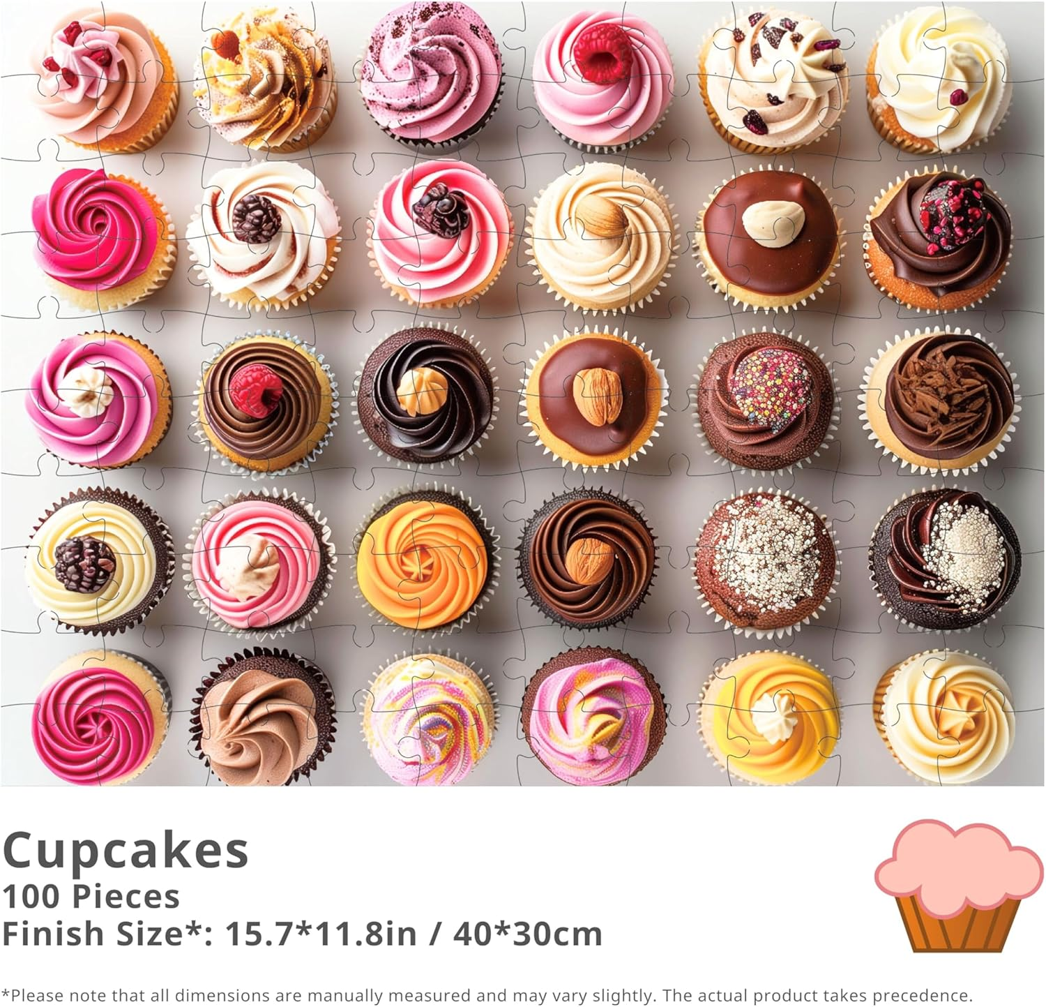 Cupcakes, 100 Pieces Jigsaw Puzzles, for Beginners, Family Game Nights, Finish Size 15.7 X 11.8 In image number 2
