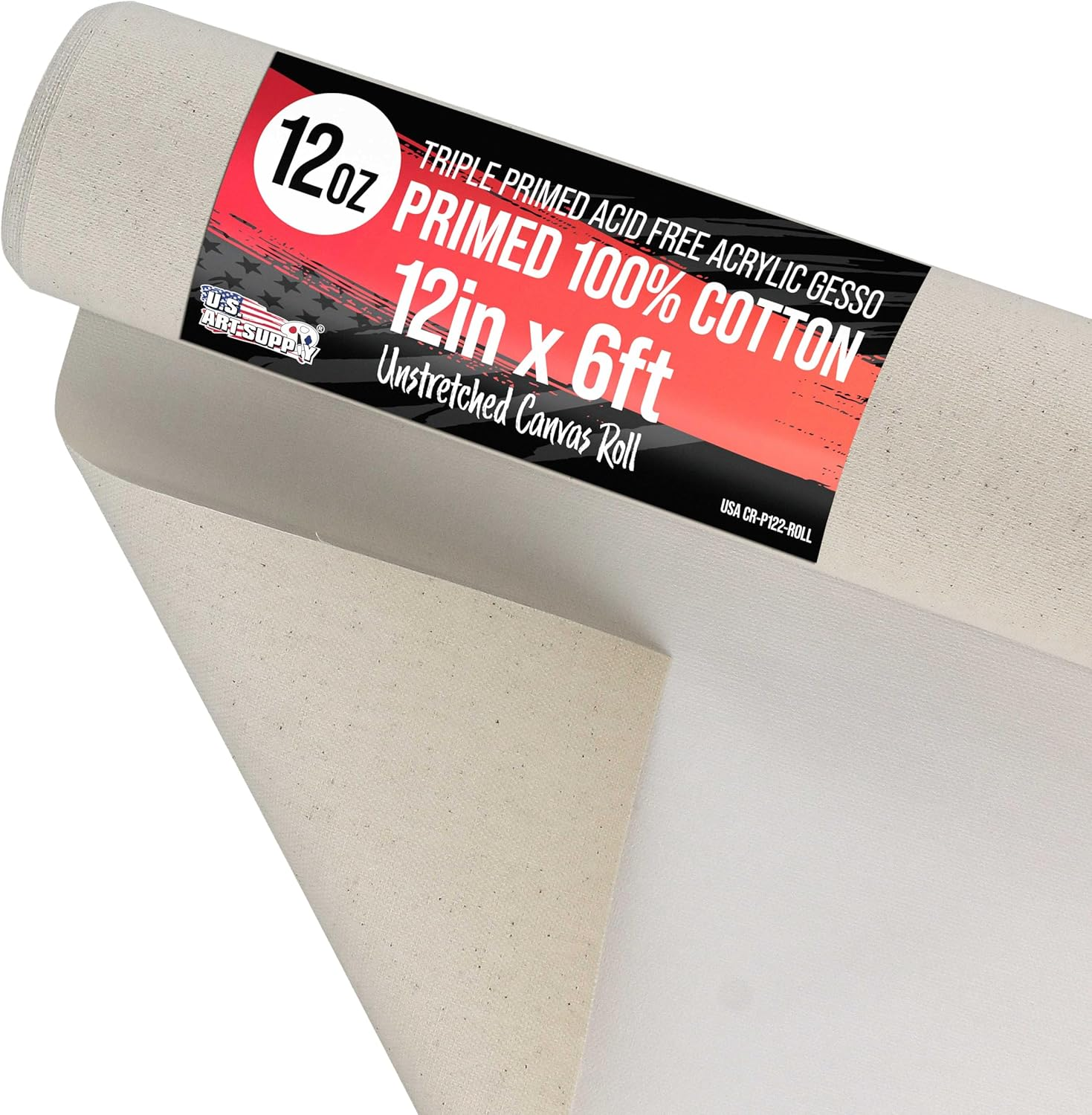 U.S. Art Supply 12" Wide X 2 Yards (6 Feet) Long Unstretched Canvas Roll - 100% Cotton, 12-Ounce Triple Primed Gesso, Acid-Free - Pro Artist Quality, Oil & Acrylic Painting, Murals - Cut to Frame Size image number 4
