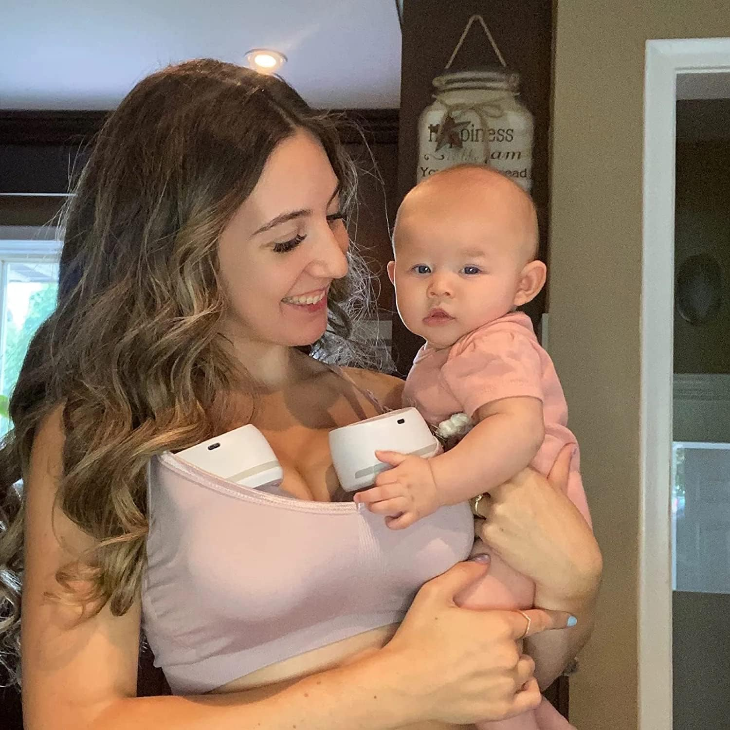 Bellababy Hands-Free Breast Pump Wearable, Double Wireless Pump Upgraded with Comfortable Flange 17Mm, 19Mm, 21Mm Inserts, Low Noise, 4 Modes & 6 Levels Suction, 24Mm Flanges, 2 Pack image number 2